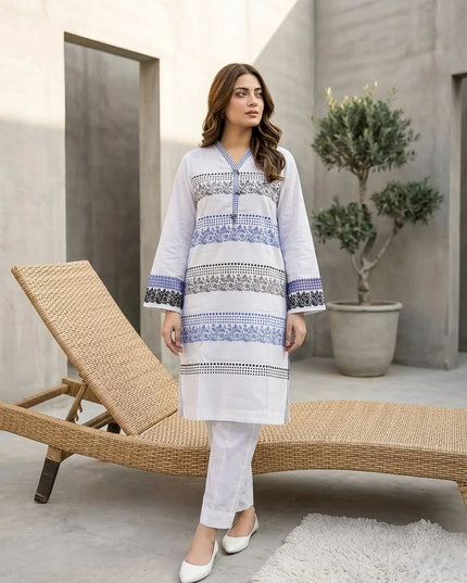 Arctic Frost Embroidered 2-Piece Cotton Lawn Set