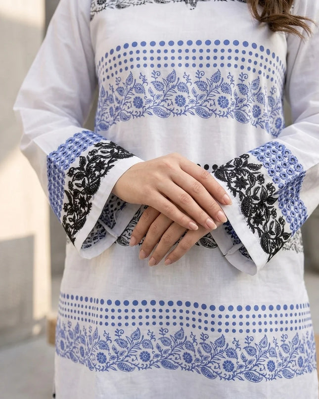 Arctic Frost Embroidered 2-Piece Cotton Lawn Set
