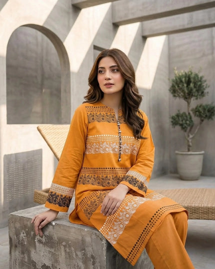 Mustard Amber Cotton Lawn Kurti