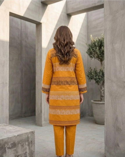 Mustard Amber Cotton Lawn Kurti
