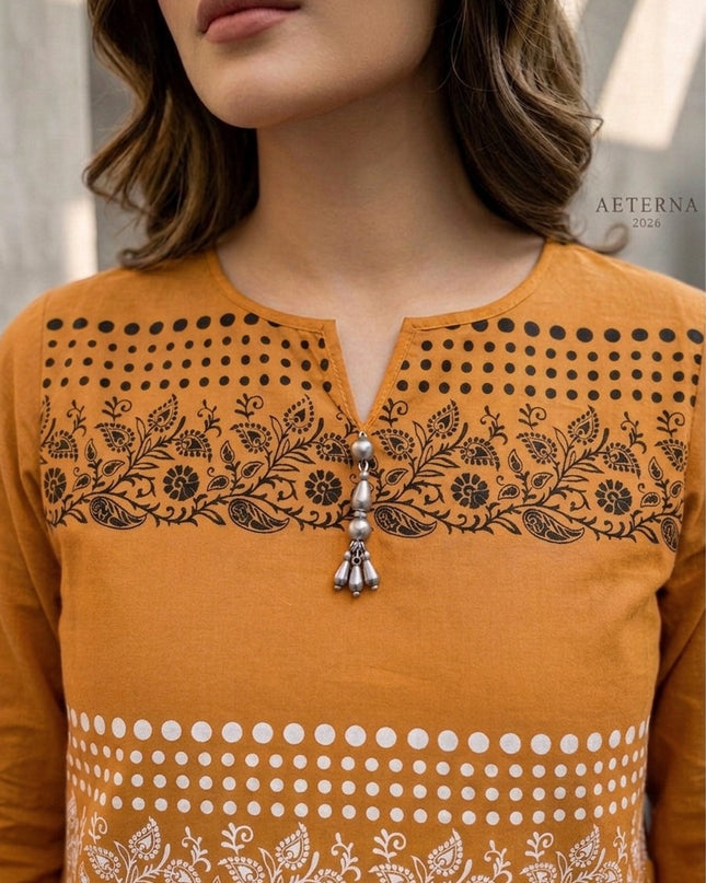 Mustard Amber Cotton Lawn Kurti