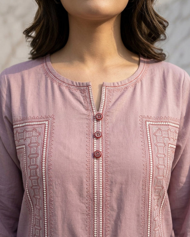 Rosewood Elegance Embroidered Kurti
