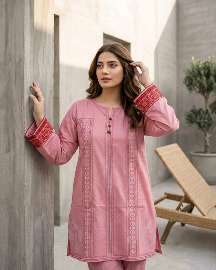 Rosewood Elegance Embroidered Kurti