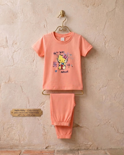 Hello Kitty Peach Cotton Set | Comfortable Kids Wear