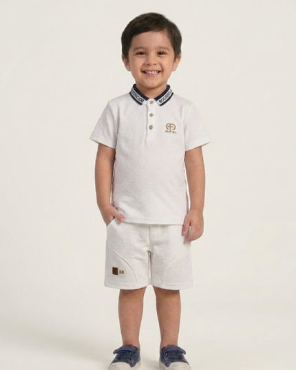 White Executive Polo & Shorts Set | Premium Boys Wear