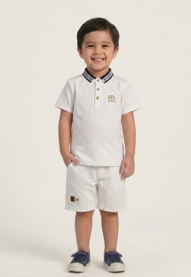 White Executive Polo & Shorts Set | Premium Boys Wear