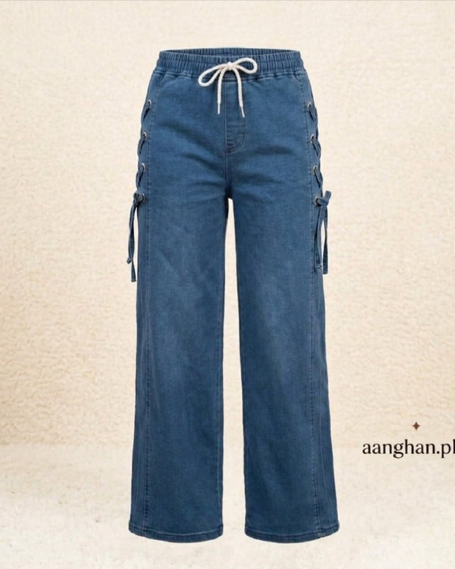 Aanghan Side-Lace Denim jeans-Trousers