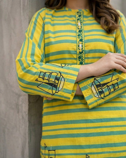 Canary Cruise Embroidered Cotton Lawn Kurti